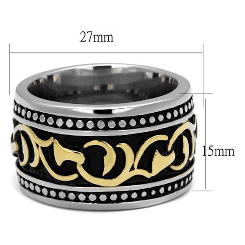 Men's stainless steel epoxy ring TK2234 with two-tone IP gold finish and sleek design.