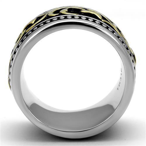 Men's stainless steel epoxy ring TK2234 with two-tone IP gold finish and sleek design.