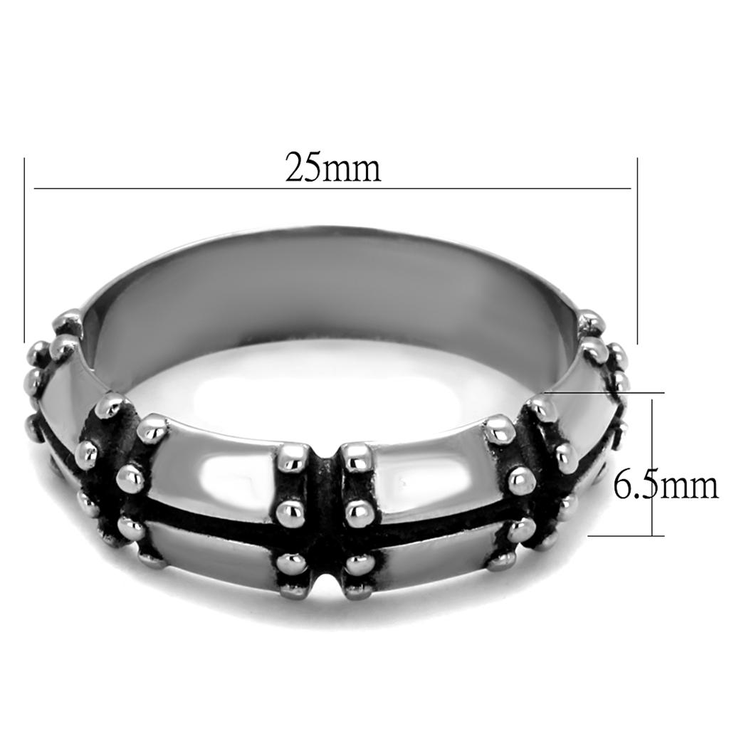 Men's stainless steel epoxy ring with high polish and jet black finish, showcasing a sleek and modern design.