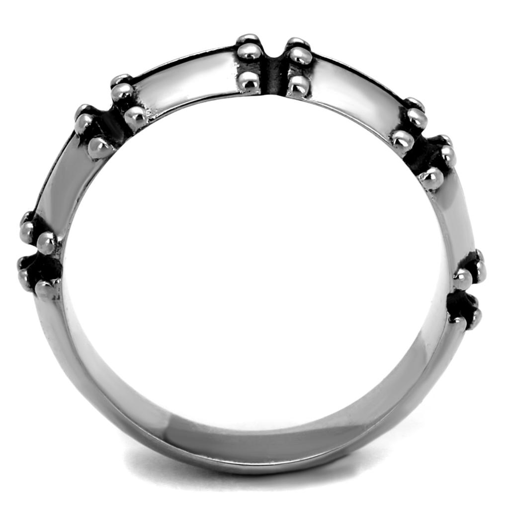 Men's stainless steel epoxy ring with high polish and jet black finish, showcasing a sleek and modern design.