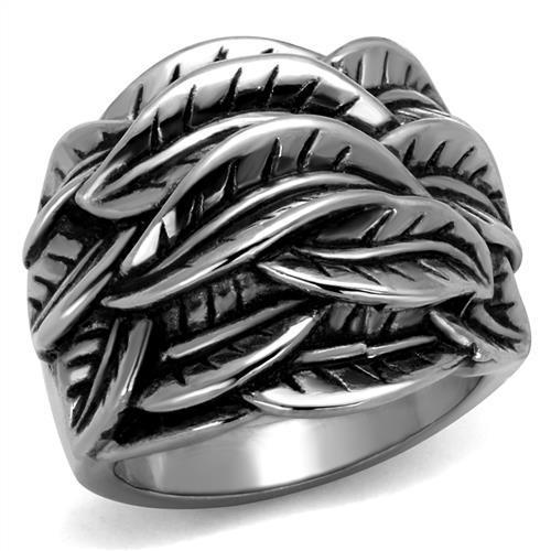 Men's stainless steel ring with jet epoxy inlay, high polished finish.