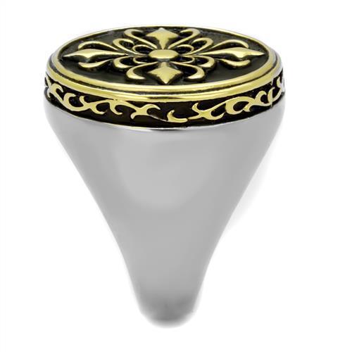 Men's stainless steel epoxy ring with two-tone IP gold finish, showcasing a sleek and modern design.