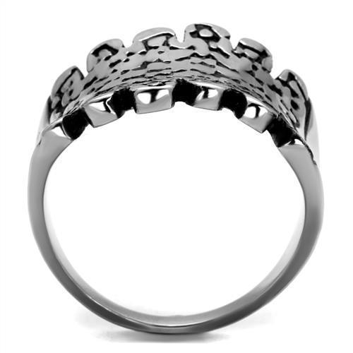 Men's stainless steel epoxy ring with high-polished finish and jet black color.