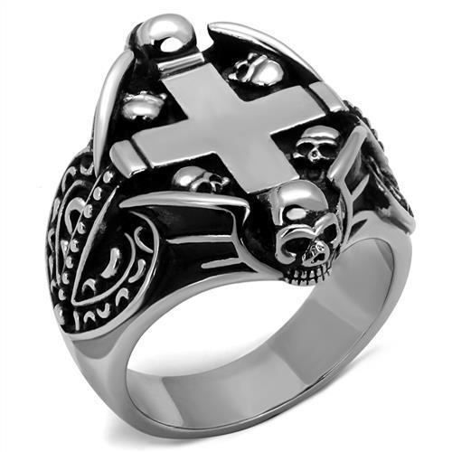 Men's stainless steel epoxy ring with high polished finish in jet black color, showcasing a sleek and modern design.