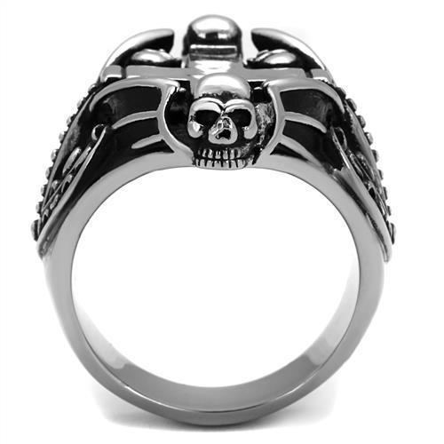 Men's stainless steel epoxy ring with high polished finish in jet black color, showcasing a sleek and modern design.