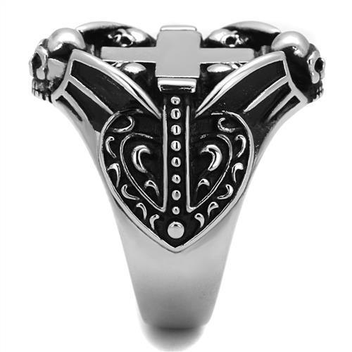 Men's stainless steel epoxy ring with high polished finish in jet black color, showcasing a sleek and modern design.