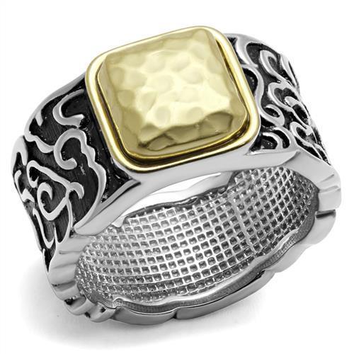 Men's stainless steel epoxy ring with two-tone IP gold finish, showcasing a sleek and modern design.