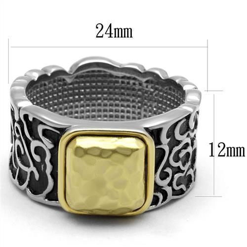 Men's stainless steel epoxy ring with two-tone IP gold finish, showcasing a sleek and modern design.