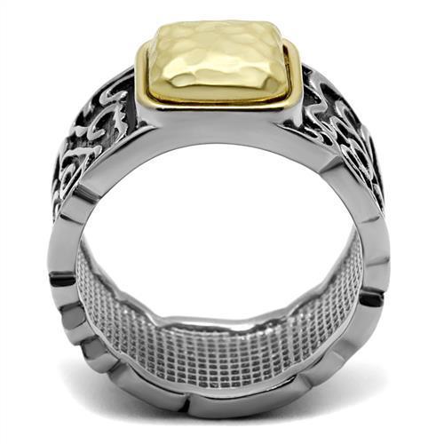 Men's stainless steel epoxy ring with two-tone IP gold finish, showcasing a sleek and modern design.