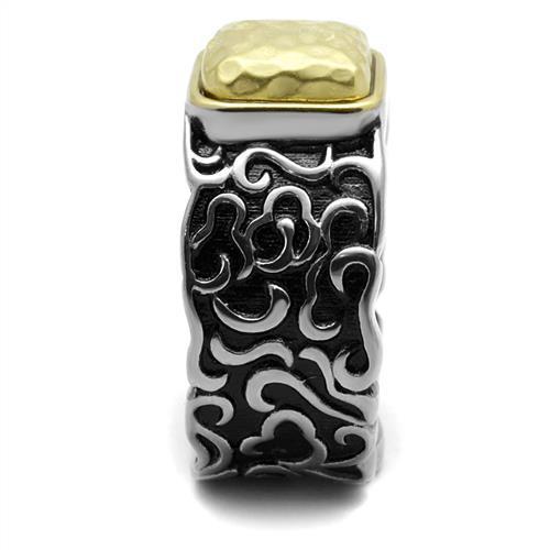 Men's stainless steel epoxy ring with two-tone IP gold finish, showcasing a sleek and modern design.