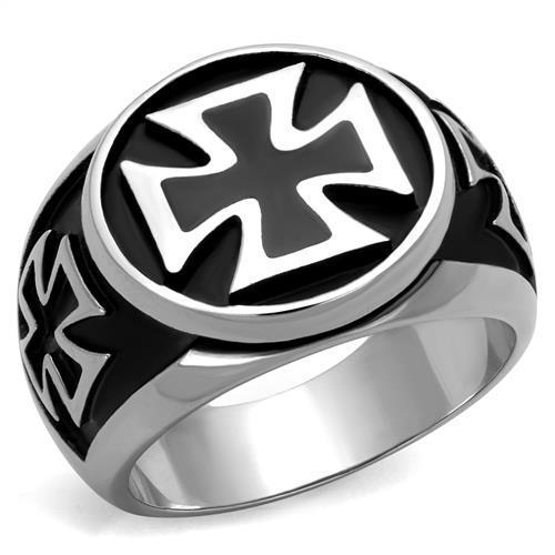 Men's stainless steel epoxy ring TK2226 with high-polished finish and jet black color, showcasing its elegant design.