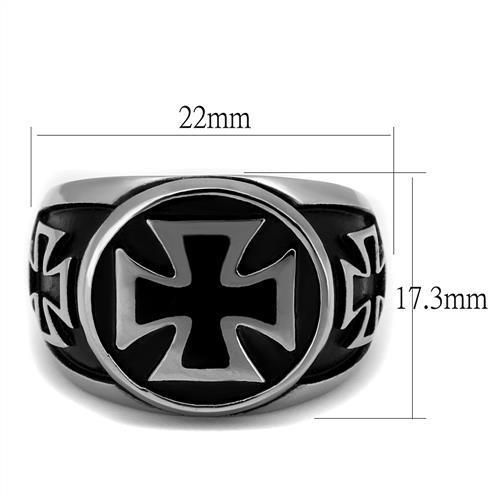 Men's stainless steel epoxy ring TK2226 with high-polished finish and jet black color, showcasing its elegant design.