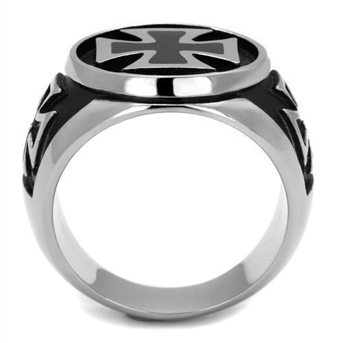 Men's stainless steel epoxy ring TK2226 with high-polished finish and jet black color, showcasing its elegant design.