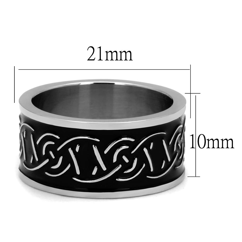 Men's stainless steel epoxy ring with a high-polished jet black finish, showcasing a modern and elegant design.