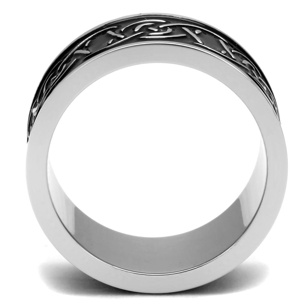 Men's stainless steel epoxy ring with a high-polished jet black finish, showcasing a modern and elegant design.