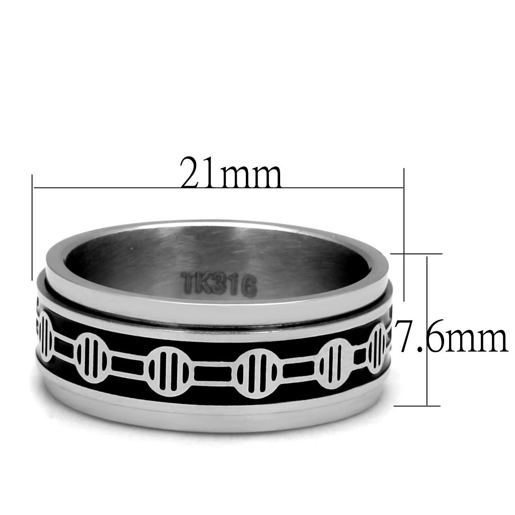 Men's stainless steel epoxy ring with high polish and jet color, showcasing a sleek and modern design.