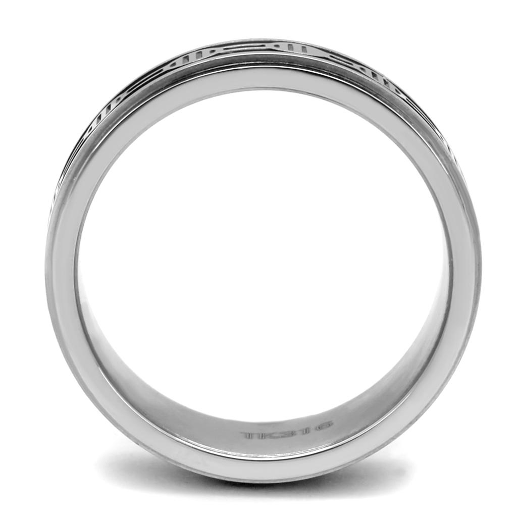 Men's stainless steel epoxy ring with high polish and jet color, showcasing a sleek and modern design.