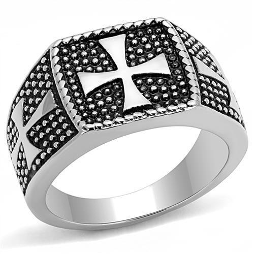 Men's stainless steel epoxy ring with high polish and jet color, showcasing a sleek and modern design.