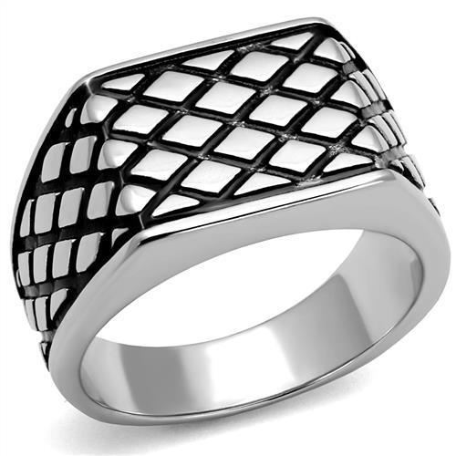 Men's stainless steel epoxy ring TK3009 with high-polished finish and jet color, showcasing its sleek design.