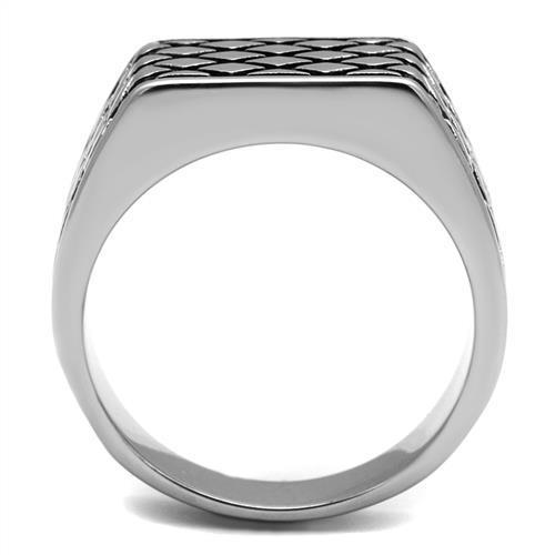 Men's stainless steel epoxy ring TK3009 with high-polished finish and jet color, showcasing its sleek design.