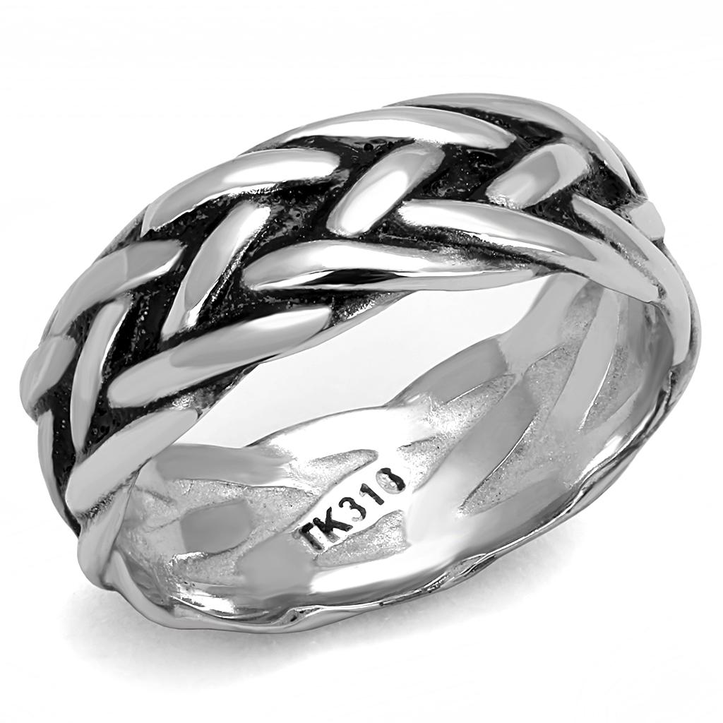 Men's stainless steel epoxy ring TK3280 with high polished finish and jet black color.