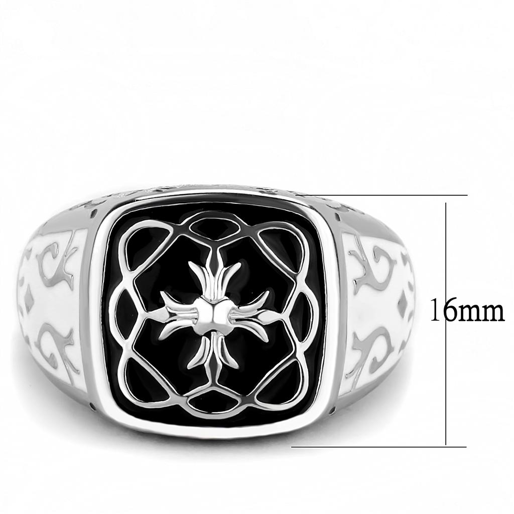 Men's stainless steel epoxy ring with high-polished finish and jet black color, showcasing modern design and durability.