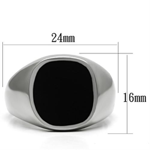 Men's stainless steel epoxy ring TK595 with high-polished finish and jet color, showcasing its sleek design and durability.