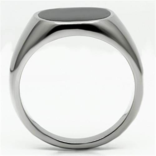 Men's stainless steel epoxy ring TK595 with high-polished finish and jet color, showcasing its sleek design and durability.