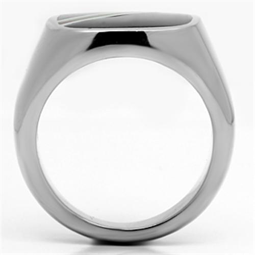 Men's stainless steel epoxy ring with a high-polished finish and vibrant multi-color design, showcasing modern style and durability.