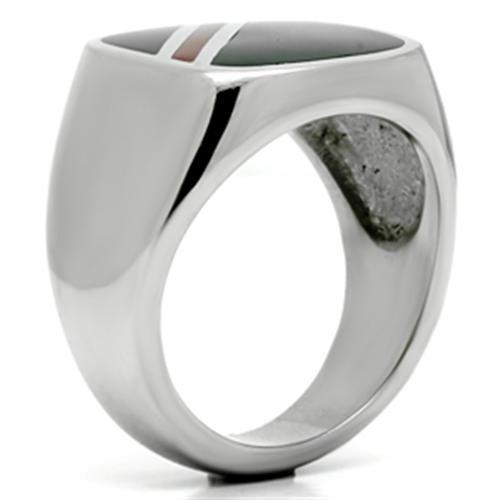 Men's stainless steel epoxy ring with a high-polished finish and vibrant multi-color design, showcasing modern style and durability.