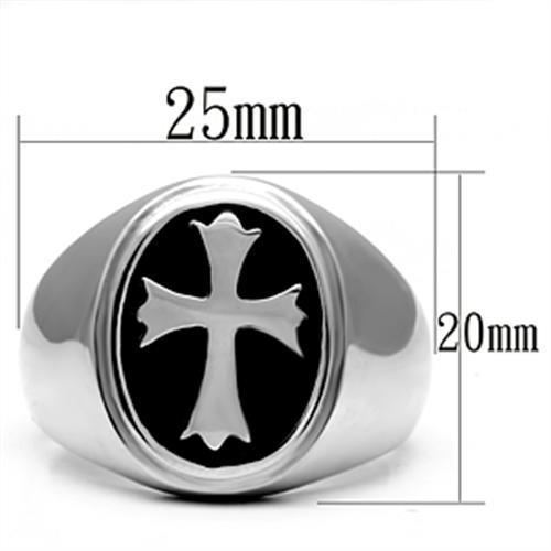 Men's stainless steel epoxy ring TK714 with high-polished finish and jet color design.