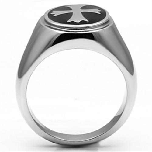 Men's stainless steel epoxy ring TK714 with high-polished finish and jet color design.