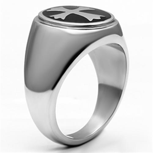 Men's stainless steel epoxy ring TK714 with high-polished finish and jet color design.