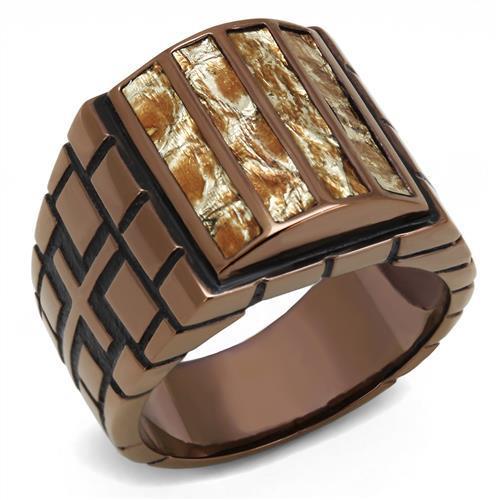 Men's stainless steel leather ring TK3077 featuring IP coffee light finish and multi-color design.