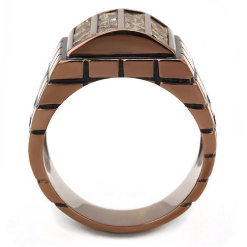 Men's stainless steel leather ring TK3077 featuring IP coffee light finish and multi-color design.