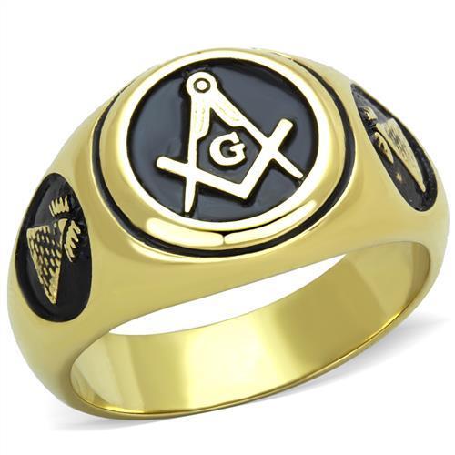 Men's stainless steel ring with IP gold plating, featuring a minimalist no stone design.