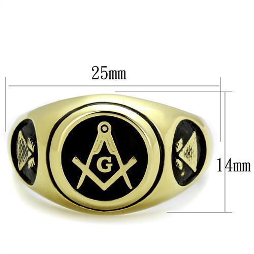 Men's stainless steel ring with IP gold plating, featuring a minimalist no stone design.