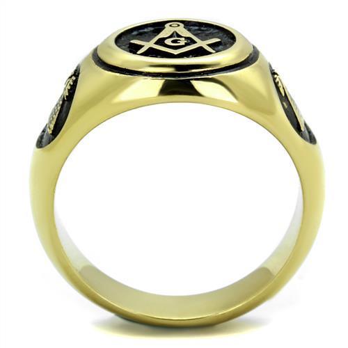 Men's stainless steel ring with IP gold plating, featuring a minimalist no stone design.