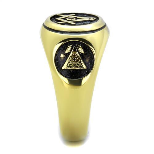 Men's stainless steel ring with IP gold plating, featuring a minimalist no stone design.