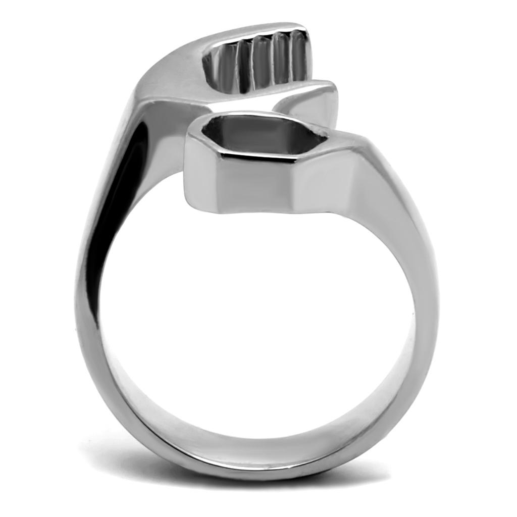 Men's stainless steel ring with a high polished finish, featuring a minimalist design without any stones.