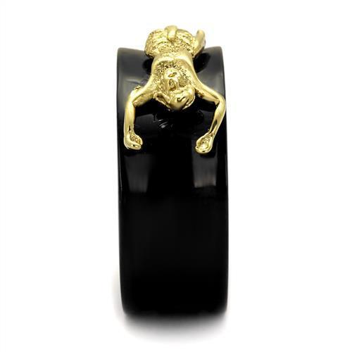 Men's stainless steel ring with IP Gold and IP Black finishes, featuring a sleek no-stone design.