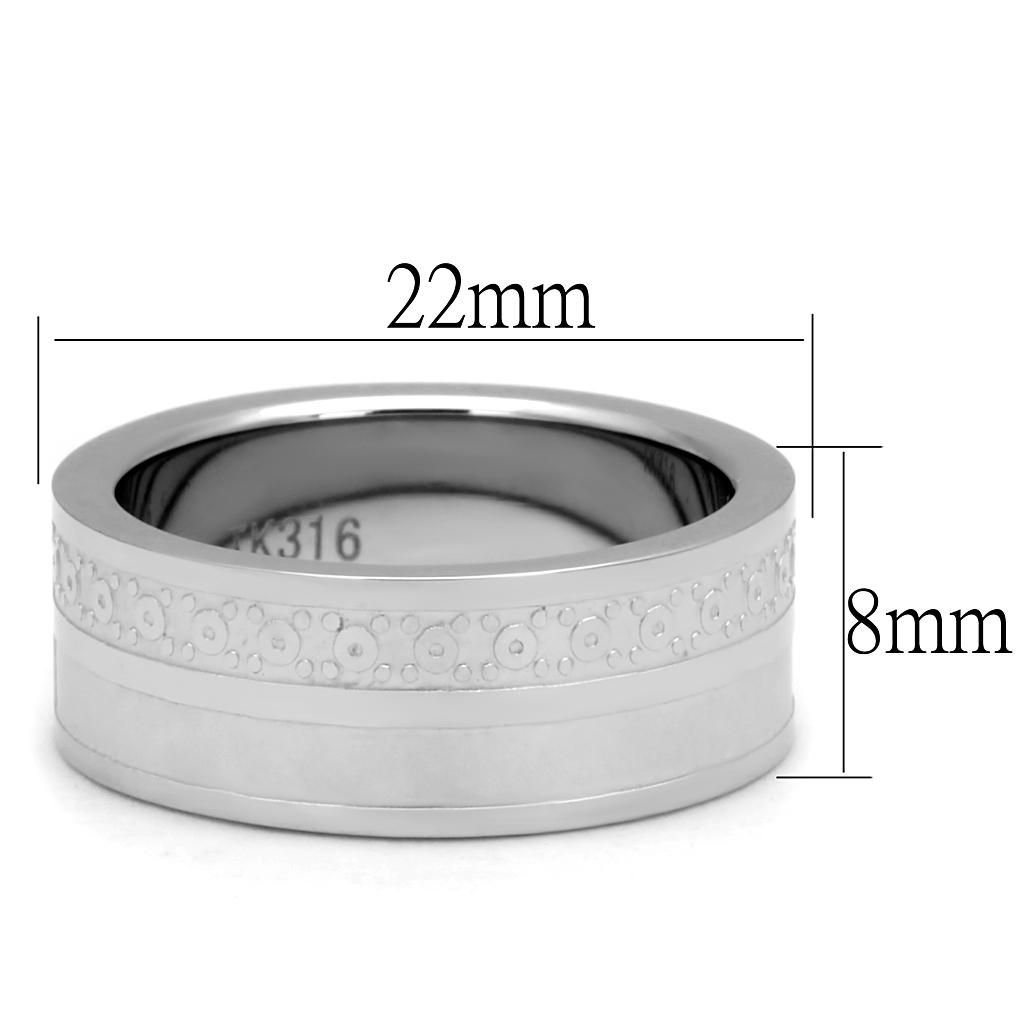 Men's stainless steel ring with a high polished finish, featuring a sleek and modern design without any stones.