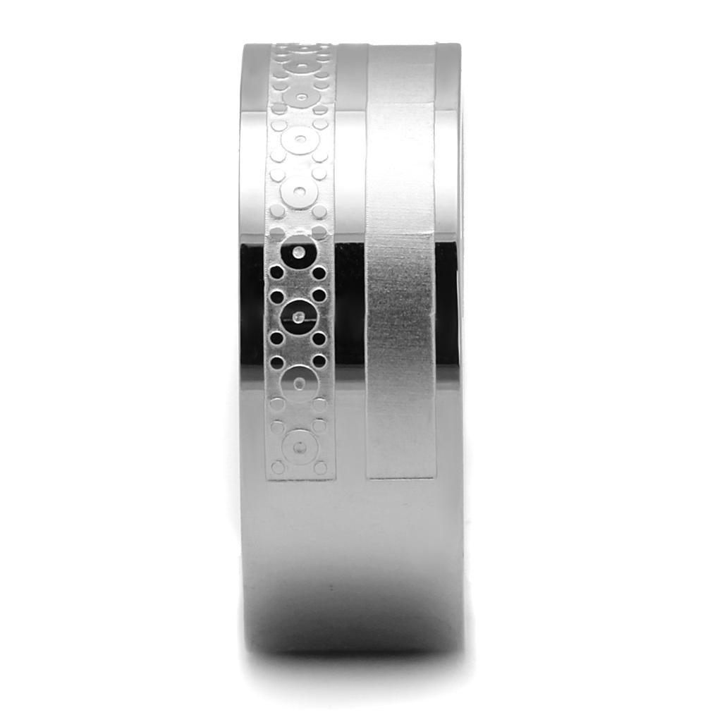 Men's stainless steel ring with a high polished finish, featuring a sleek and modern design without any stones.