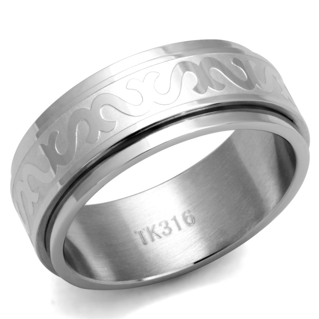 Men's stainless steel ring with a high polished finish, featuring a minimalist design without any stones.