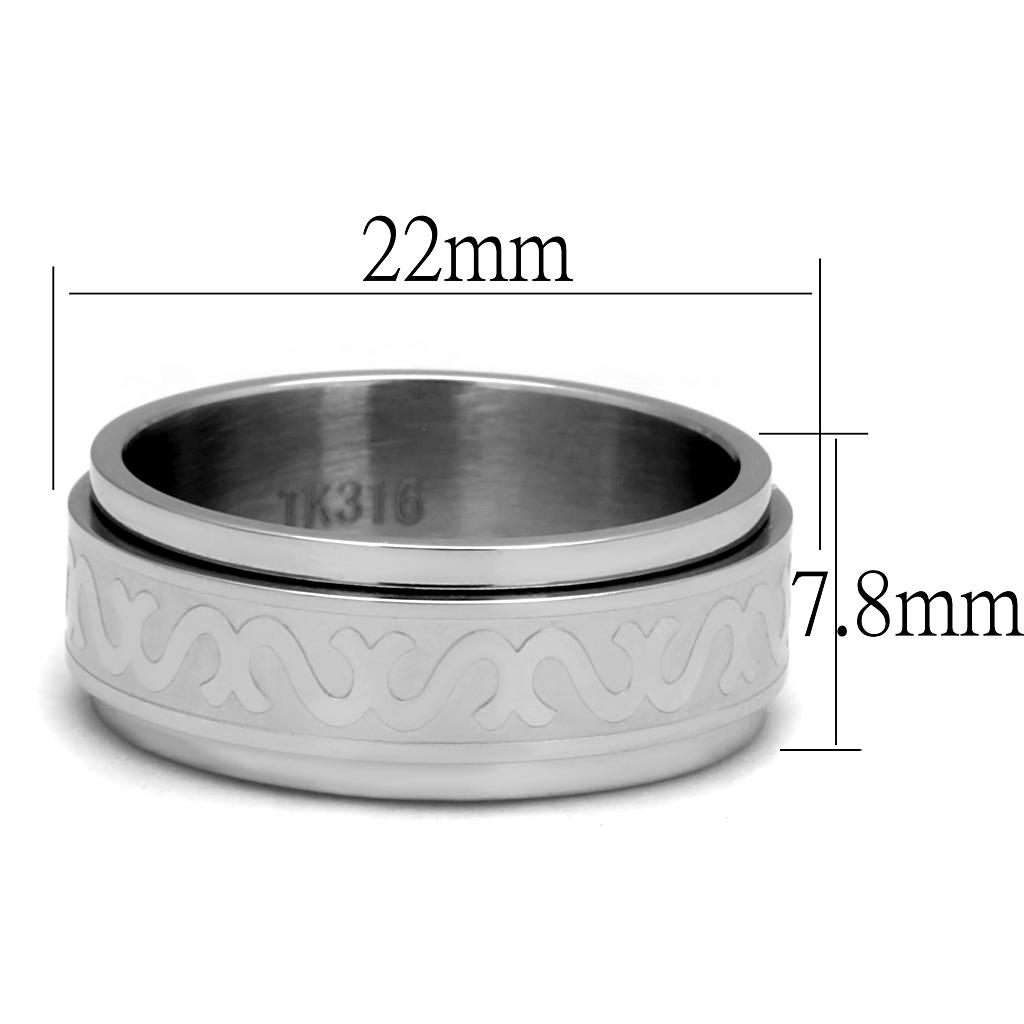 Men's stainless steel ring with a high polished finish, featuring a minimalist design without any stones.