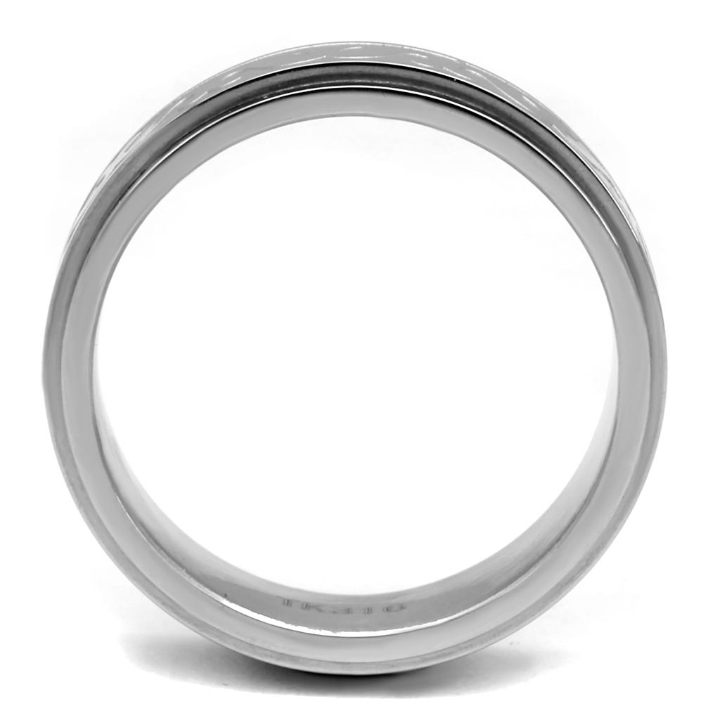 Men's stainless steel ring with a high polished finish, featuring a minimalist design without any stones.