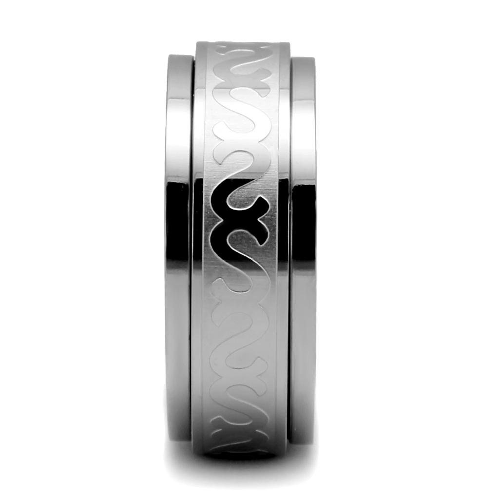 Men's stainless steel ring with a high polished finish, featuring a minimalist design without any stones.