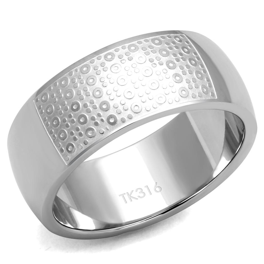 Men's stainless steel ring with a high polished finish, featuring a minimalist design without any stones.