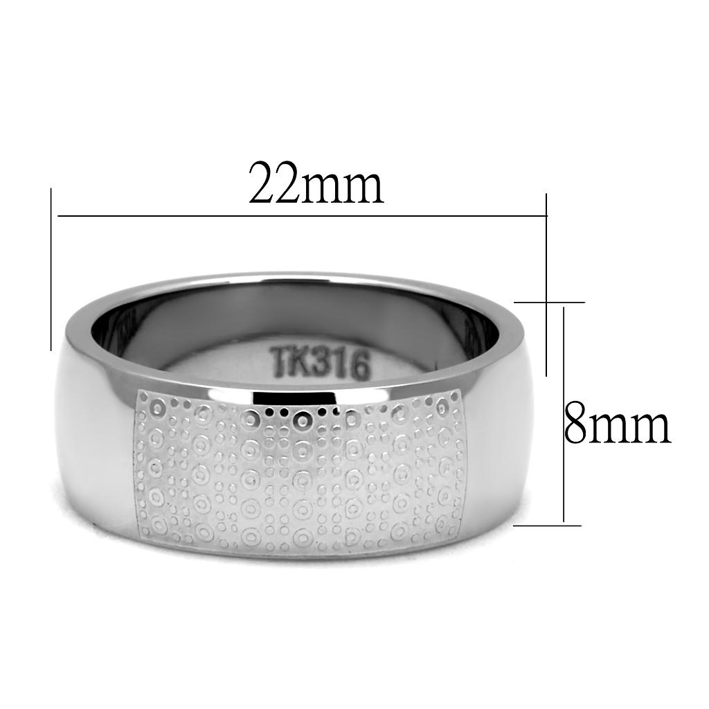 Men's stainless steel ring with a high polished finish, featuring a minimalist design without any stones.