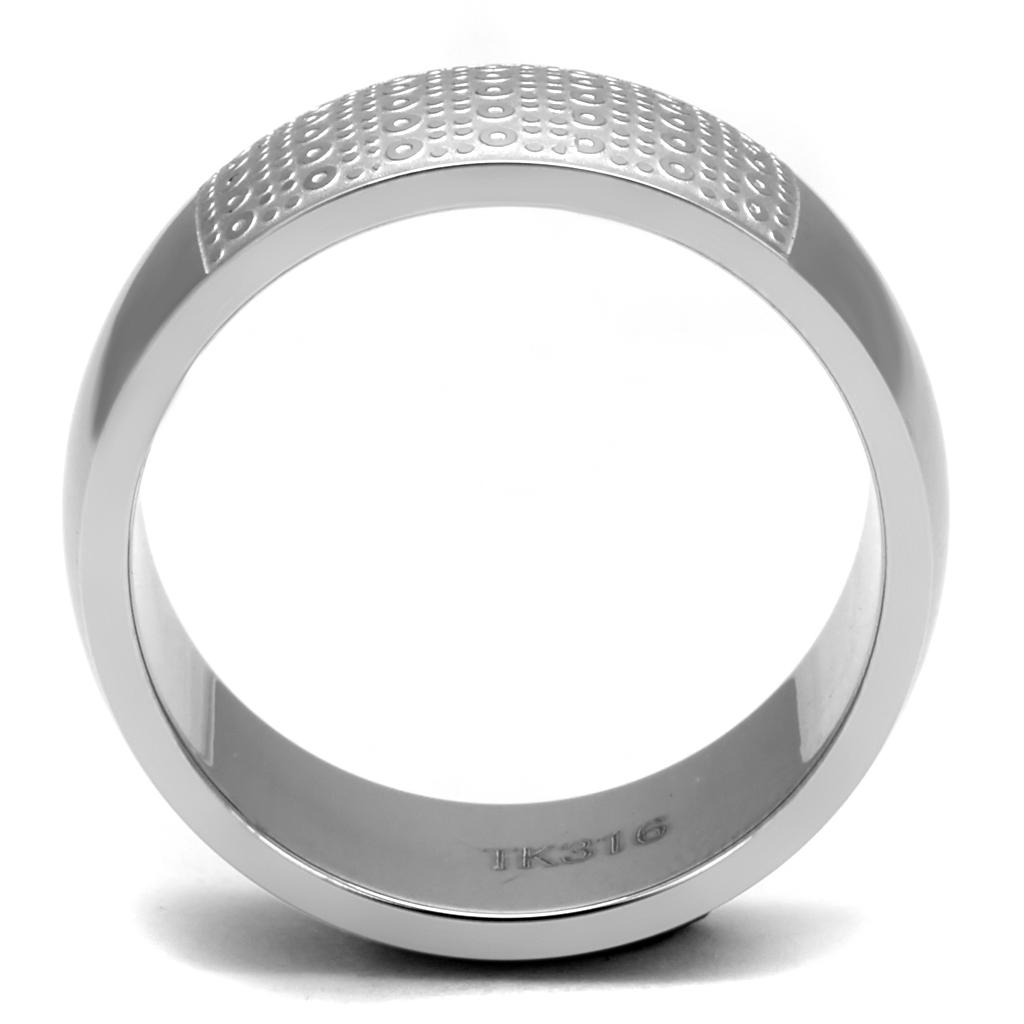 Men's stainless steel ring with a high polished finish, featuring a minimalist design without any stones.